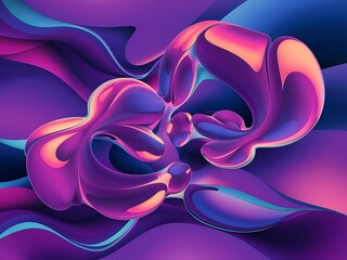 Poster - abstract fluid color background poster or card vector template purple background with bubbles shapes