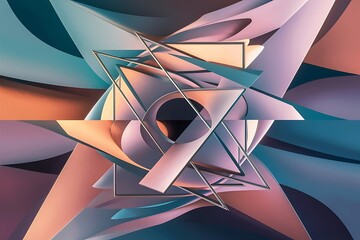 Poster - abstract minimal geometric shape background with gradient dynamic shapes composition