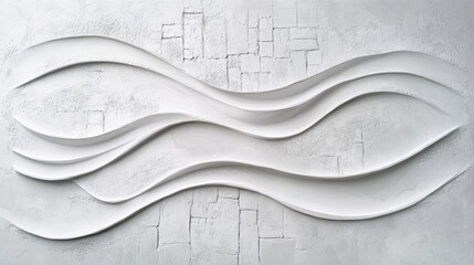 Poster - Light gray stucco with abstract texture and white brick pattern forming an aged wall background, ideal for modern room design themes