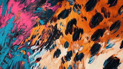 Poster - Vibrant oil paint textures blending bold colors in abstract patterns, offering high-quality details for art prints or wall
