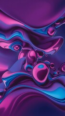 Poster - abstract fluid color background poster or card vector template purple background with bubbles shapes