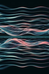 Poster - colorful abstract wave lines running horizontally on dark background digital world ai generated imag