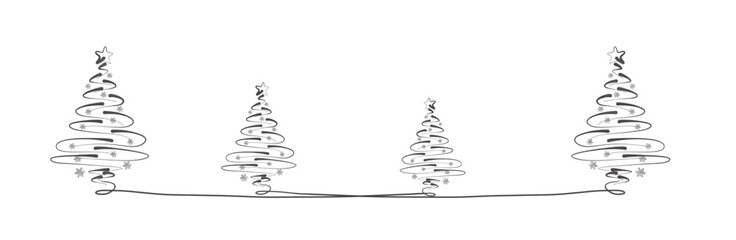 Wall Mural - Christmas pine tree line art vector	
