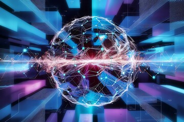 Poster - big data visualization background modern futuristic virtual abstract background science network patt