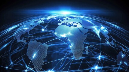 Poster - Global Telecommunications Network Concept with Brainstorming Team Collaborating on Innovation Strategies