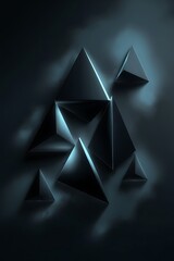 Poster - dark 3d triangular low poly shapes abstract background vector minimal geometric poster design