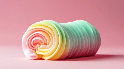 Aufkleber - Pastel rainbow meringue swirl on a pink backdrop.