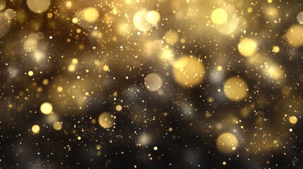 Aufkleber - Golden bokeh lights shimmer on dark background.