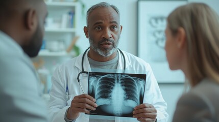Aufkleber - A doctor is showing a patient a chest x-ray
