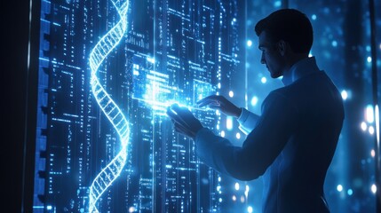 Poster - Scientist analyzes DNA data.