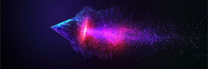 Aufkleber - Abstract triangle with a glowing burst of colorful particles.