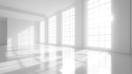 Poster - Bright white interior with large windows.