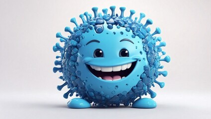 virus with face on blue background