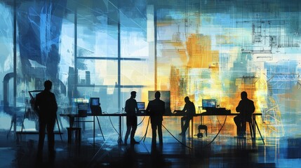 Poster - Team working at computers, office setting.