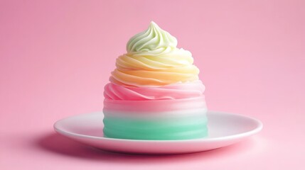 Aufkleber - Stacked pastel icing dessert on plate.