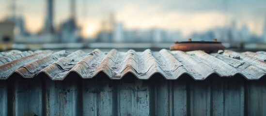 Poster - Rusty metal roof with industrial background.