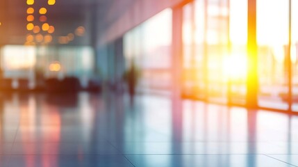 Poster - Blurred interior, sunset light streaming.
