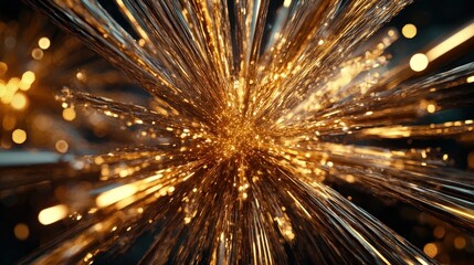 Poster - Golden sparkling energy burst with glowing trails.