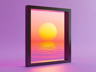 Aufkleber - Framed sunset reflection on calm water.