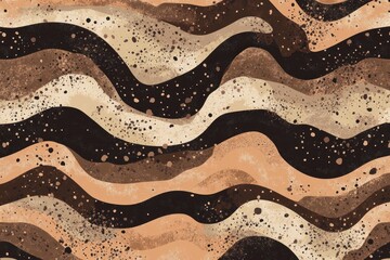 Leinwandbilder - Abstract brown wavy pattern with splattered paint effect.