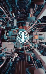 Poster - neural network or abstract technological background internet connection illustration science and tec