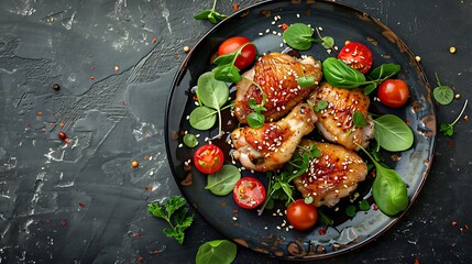 Wall Mural - A plate of chicken drumsticks and salad