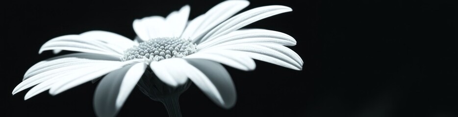 Poster - Gray scale daisy on a black background, isolated.