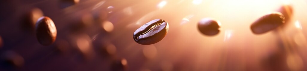 Aufkleber - Falling coffee beans with light reflections.