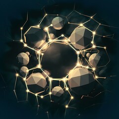 Poster - abstract polygonal space low poly dark background with connecting dots and lines connection structur
