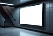 © Jira switch - A blank gallery room with a wall-mounted billboard and LCD TV.