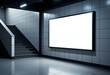 © Jira switch - A blank gallery room with a wall-mounted billboard and LCD TV.