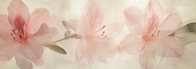 Aufkleber - Pink azalea blossoms with a soft, translucent effect.