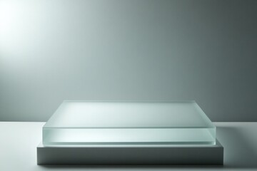 Aufkleber - Frosted glass platform on white stand against gray background.