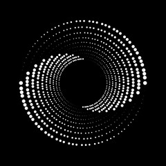 Wall Mural - Halftone dots in spiral  form. Geometric dotted shape. Design element for frames, prints, web pages, social media, template, logos and textile pattern