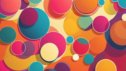Wall Mural - Bright colorful circles of varying sizes creating a vibrant, playful, and abstract artistic background.