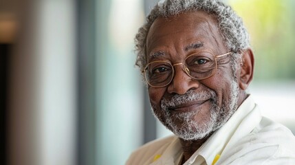 Poster - A man with glasses and a white shirt is smiling