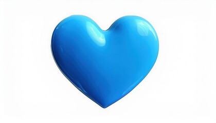 Leinwandbilder - Shiny Blue Heart Icon. 3D Glossy Heart Symbol for Love, Affection, Loyalty, Social Media Emojis, Branding, Mobile App Icons, Digital Design, Valentine’s Day Graphics, and Creative Art Projects