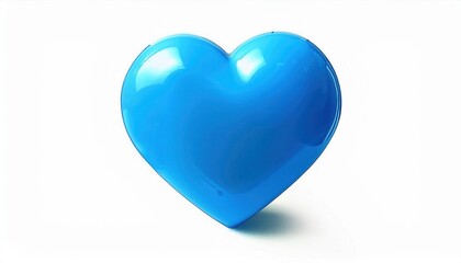 Leinwandbilder - Shiny Blue Heart Icon. 3D Glossy Heart Symbol for Love, Affection, Loyalty, Social Media Emojis, Branding, Mobile App Icons, Digital Design, Valentine’s Day Graphics, and Creative Art Projects