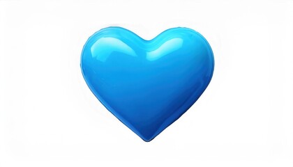 Leinwandbilder - Shiny Blue Heart Icon. 3D Glossy Heart Symbol for Love, Affection, Loyalty, Social Media Emojis, Branding, Mobile App Icons, Digital Design, Valentine’s Day Graphics, and Creative Art Projects