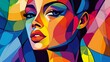 © heinng - Colorful abstract digital painting woman portrait vividly styled. AI Generated