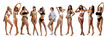© master1305 - Different young beautiful women of different body types and ethnicities posing in underwear, symbolizing body diversity and empowerment. Collage. Concept of female beauty, body positivity, self-care