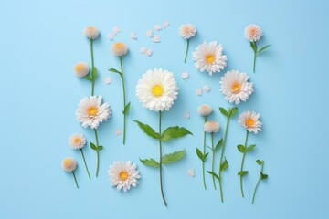 Poster - Floral arrangement creating a beautiful pattern on a vibrant blue surface