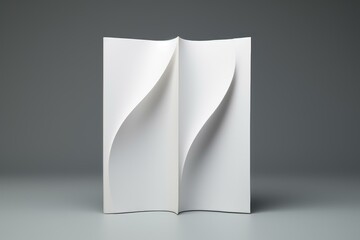 Aufkleber - White curved paper creating an abstract shape on gray background