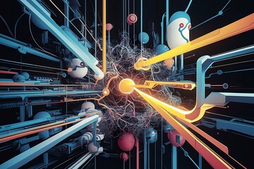 Poster - Neural network or abstract technological background internet connection illustration science and technology graphic design
