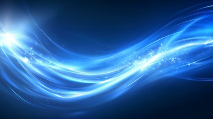 dynamic glowing blue wave with sparkling highlights on a dark background creating a futuristic energ