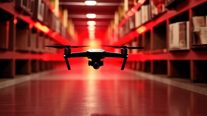 Poster - Advanced Drone in an Industrial Setting with Dynamic Lighting Effects