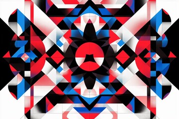 Poster - A kaleidoscopic design of symmetrical geometric shapes in bold primary colors