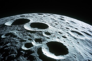 Poster - A close-up of the surface of the moon with high-resolution craters and shadows