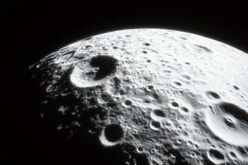 Poster - A close-up of the surface of the moon with high-resolution craters and shadows