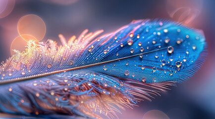 Poster - Light, feathers, blue and purple,